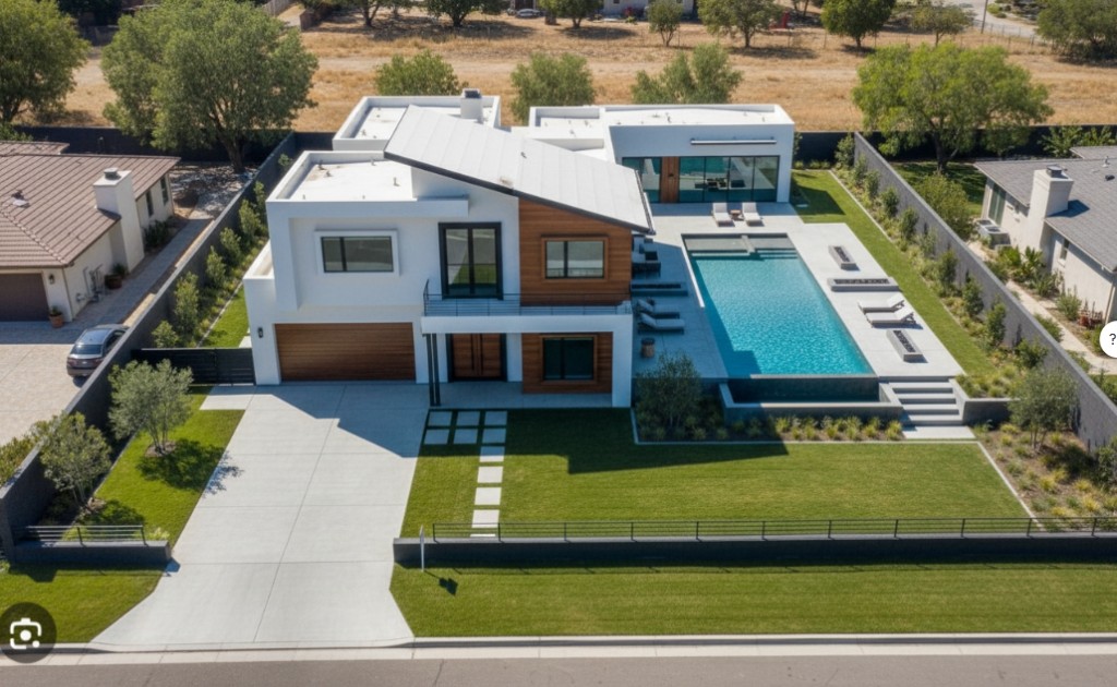 Modern house sketch before AI exterior transformation