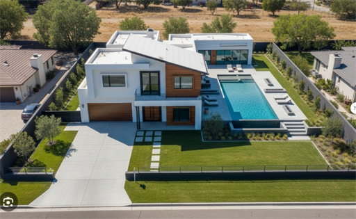 Modern luxury house exterior generated from the sketch